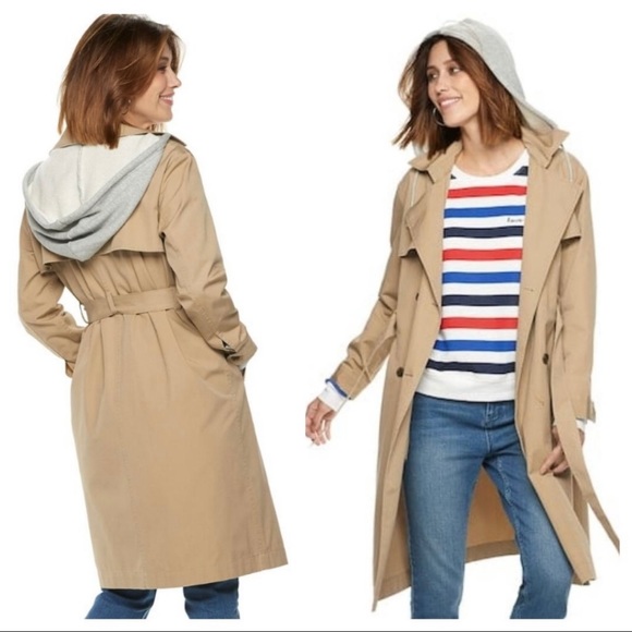 Jackets & Blazers - Trench Coat with Removable Hood